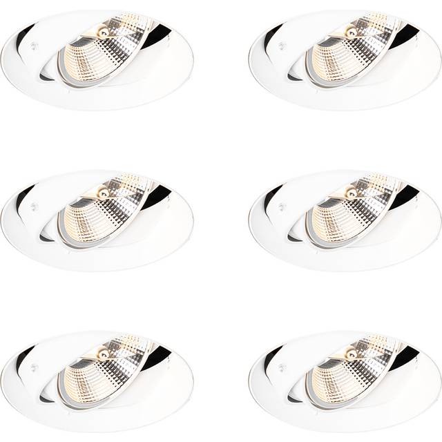 Qazqa - Set of 6 Modern Recessed Spotlights White GU10 AR111 Round Trimless - Oneon