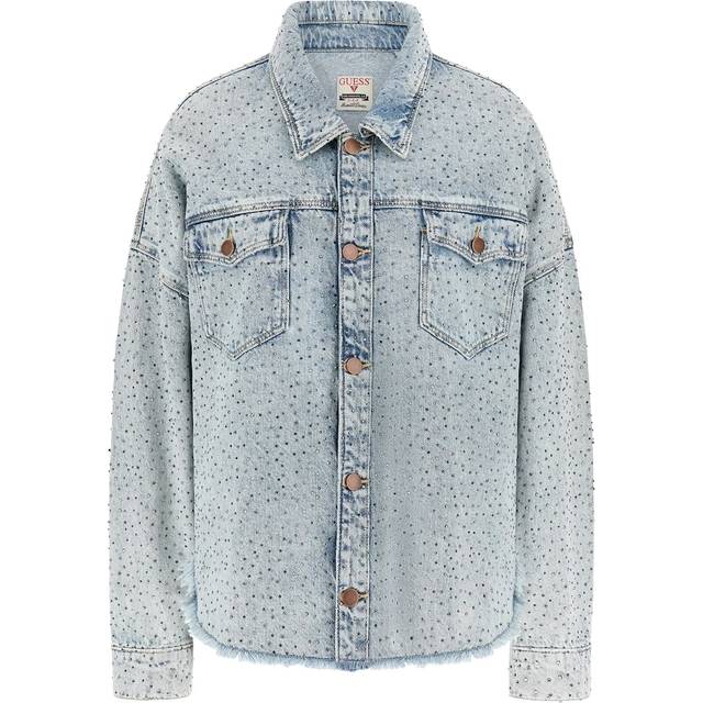 Guess Diamante Western White Shacket - Blue Denim