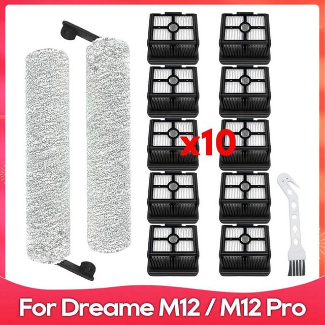 13PCS For M12 / Pro Floor Scrubber Vacuum Accessories Roller Brush Hepa Filter Replacement Spare Parts