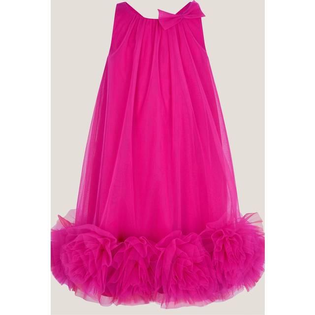 Monsoon Kids' Pom Swing Dress, Dark Pink