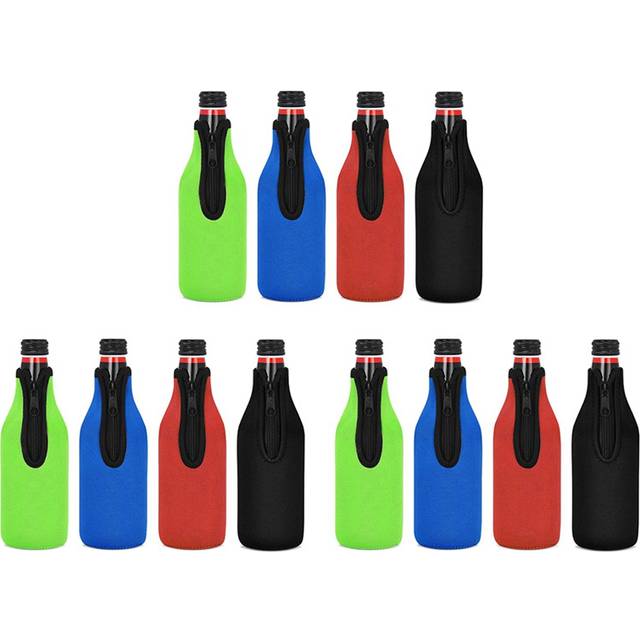 12 Pack Beer Bottle Insulator Sleeve Keep Drink Cold,Zip-Up Bottle Jackets,Beer Bottle Cooler Sleeves,Neoprene Cover