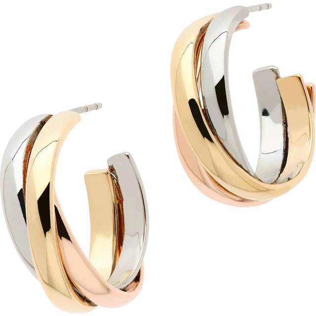 Melissa Odabash Tri-Colour Hoop Earrings, Gold