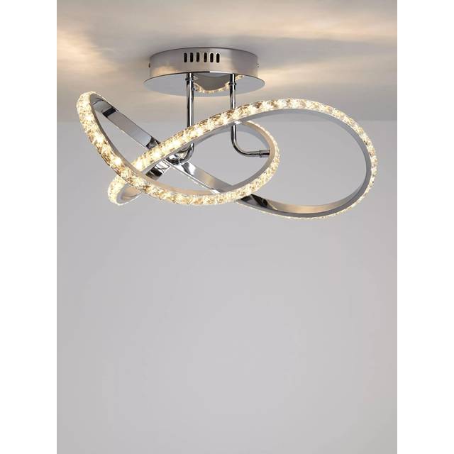 John Lewis Zephyr LED Crystal Semi Flush Ceiling Light, Chrome