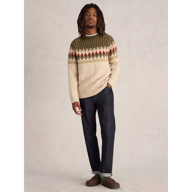 White Stuff Cable Knit Fairisle Jumper, Multi