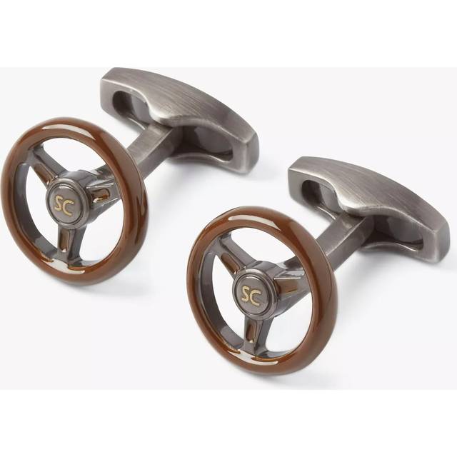 Simon Carter Steering Wheel Cufflinks, Brown