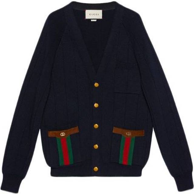 Gucci Ribbon Knitted Wool-Blend Cardigan For Men Black - BLACK - S