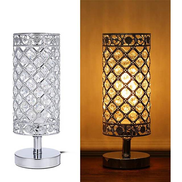 Cordless Crystal Bedside Table Lamp Sliver Bedroom Nightstand Light