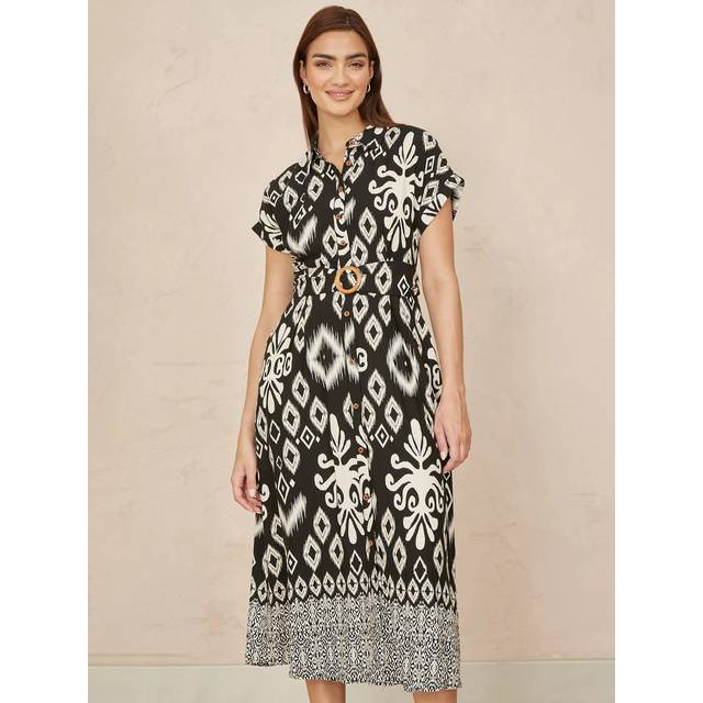 Yumi Belted Shirt Midi Dress