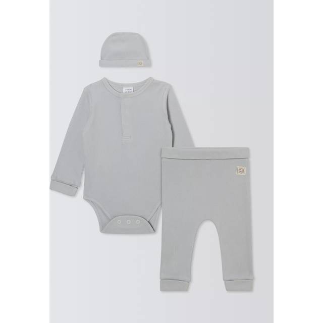 John Lewis Baby Ribbed Bodysuit and Leggings Set, Blue