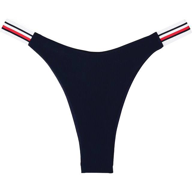 Global Stripe High Cut Bikini Bottoms - DARK BLUE - XS