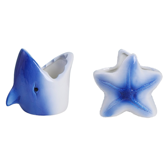 Marine Animal Flower Pots Blue Starfish Sharks Small Pot Desktop Ceramic Glaze