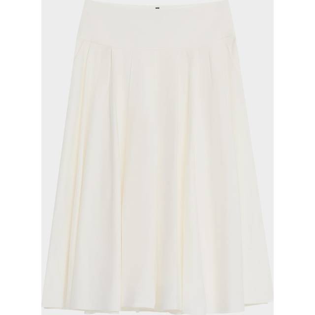 Koda Pleated A-Line Midi Skirt - WHITE - 10