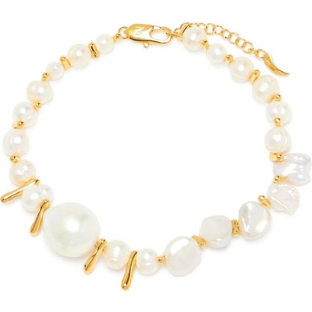 Missoma - Mixed Pearl bracelet - women - 18kt Gold Plated Brass/Keshi Pearls - S