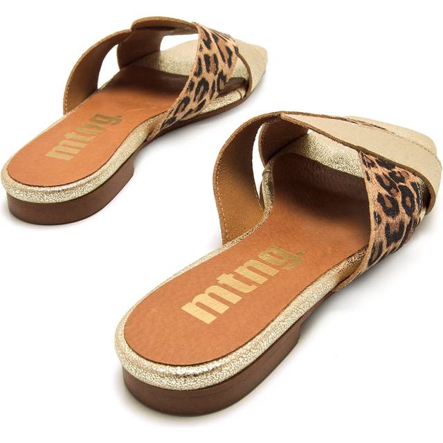 MTNG for woman. 54382 Golden Necane Leather Sandals (40), Flat, 1 to 3 cm, None, Casual