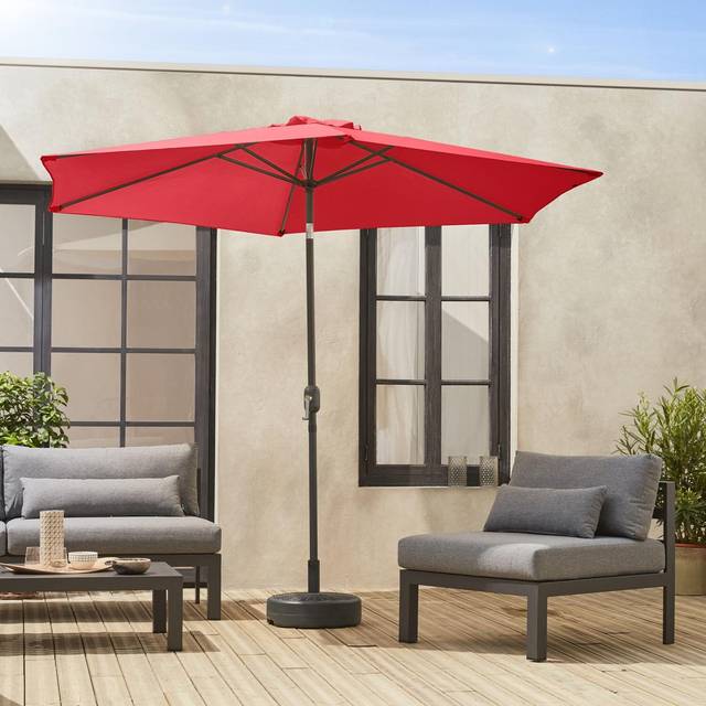 Sweeek - 3m round centre pole parasol, Touquet, Red