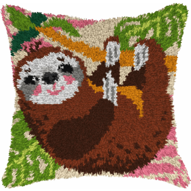 Orchidea latch hook kit: cushion: large: sloth 2