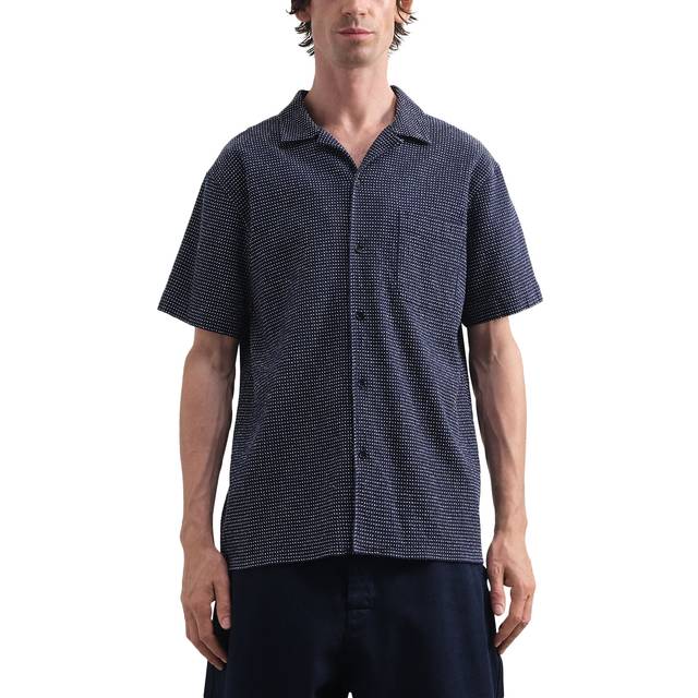 YMC You Must Create, Short Sleeve Shirts, male, Blue, XL, Short-sleeve Cotton Blend Shirt