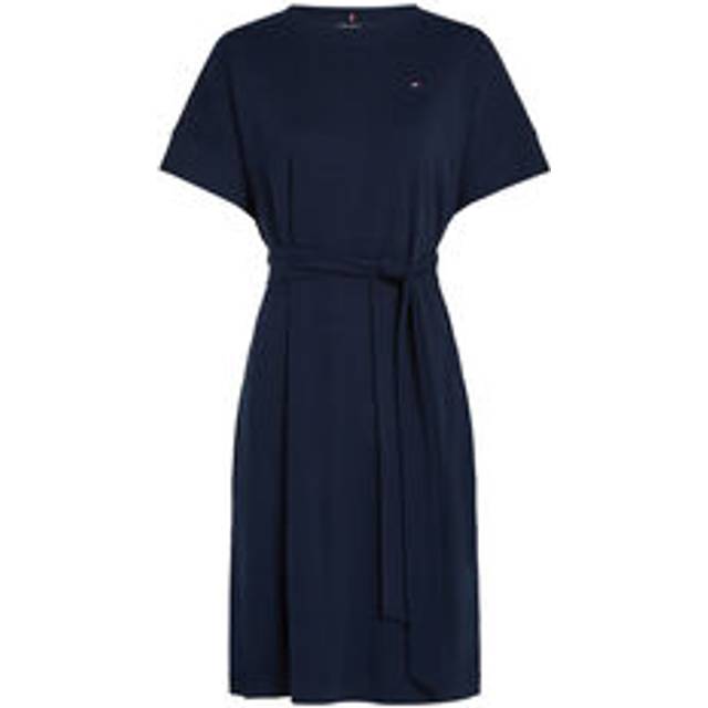 Tommy Hilfiger Tie Waist T-Shirt Dress - Navy, Navy, Size Xxl = Uk 16, Women - XXL = UK 16