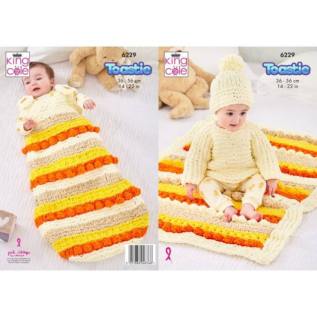Sweater, Hat, Sleeping Bag and Blanket knitted in King Cole Toastie (6229)