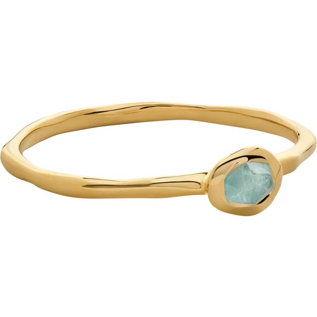 Monica Vinader Odyssey Gemstone Stacking Ring, Aquamarine/Gold