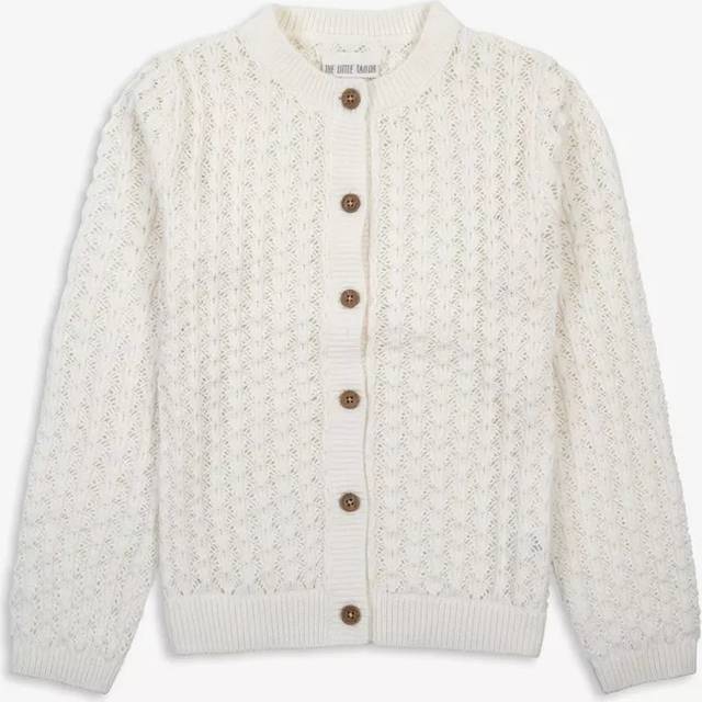 The Little Tailor Kids' Cotton Cable Knit Cardigan, Cream