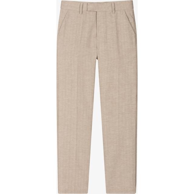 Mayoral Nukutavake Boys Beige Cotton & Linen Herringbone Trousers - 14 year