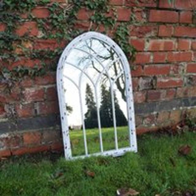 Large White Vintage Arched Mirror H100cm