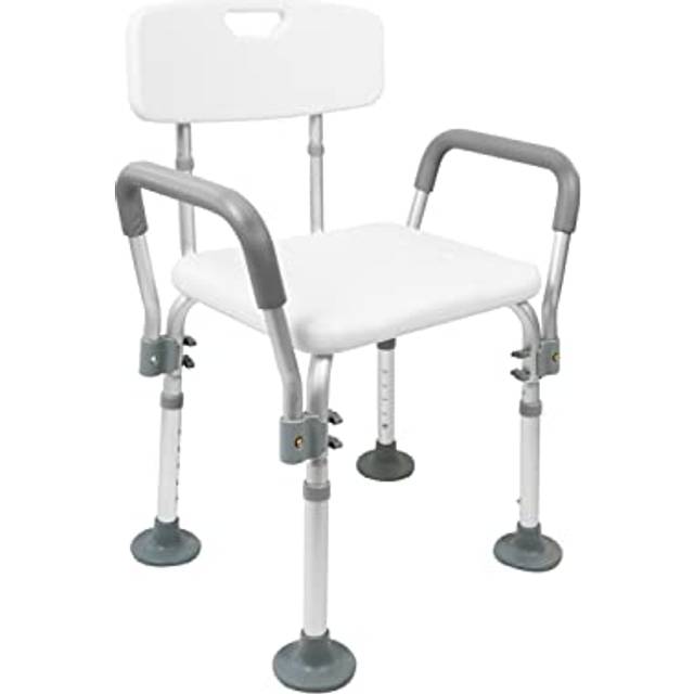 PEPE Mobility Pepe - äldre duschstol med handtag, justerbar toalettpall för äldre, anti-slip dusch, duschstol, duschstol, duschbänk, vit duschstol, verktygsfri montering