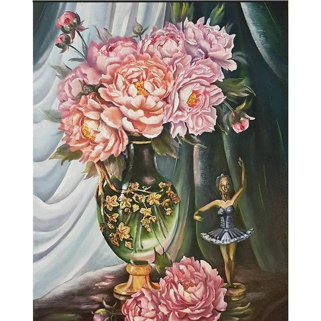 Diamond Painting Vase Rose Flower Embroidery Sale Diamond Picture of Rhinestone Decor Home Gift 20X30CM