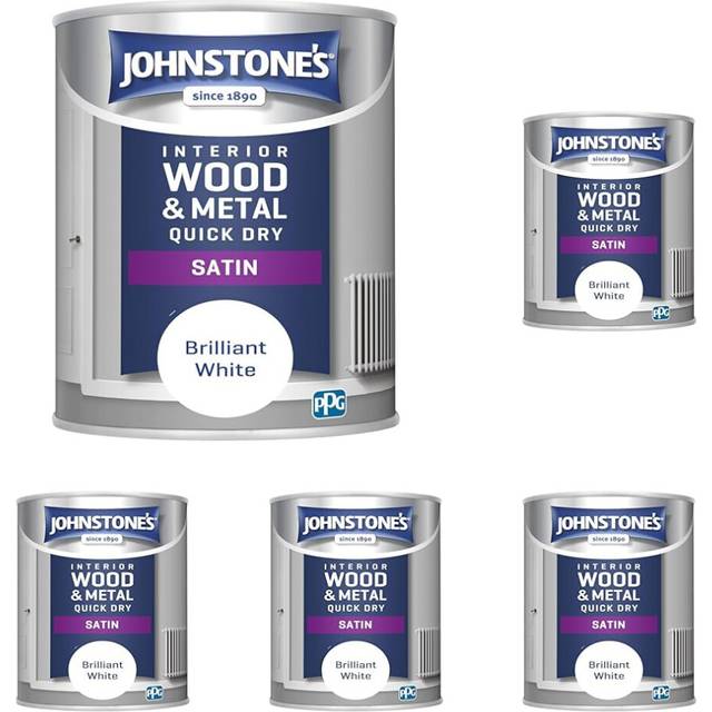 Johnstone's - Quick Dry Satin - Brilliant White - Satin Finish - Water Based - Interior Wood & Metal - Radiator Paint - Low Odour - Dry in 1-2 Hours -