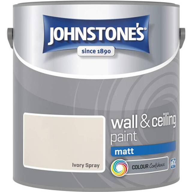 Johnstone's - Wall & Ceiling Paint - Ivory Spray - Matt Finish - Emulsion Paint - Fantastic Coverage - Easy 1-2 Hours - 12m2 Coverage per Litre - 2.5L