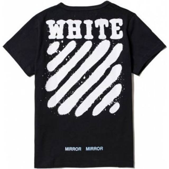 Men's Off-White C/O VIRGIL ABLOH Tiger Stripes Splash Ink Printing Short Sleeve Black T-Shirt OMAA002G20JER0111001