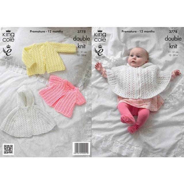 King cole baby dk knitting pattern - 3778 baby cape & jackets