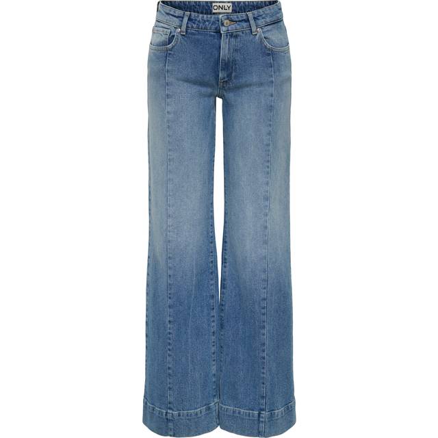 Only - Jeans onlJuicy HW Pleat Wide Dnm Rea - Blå