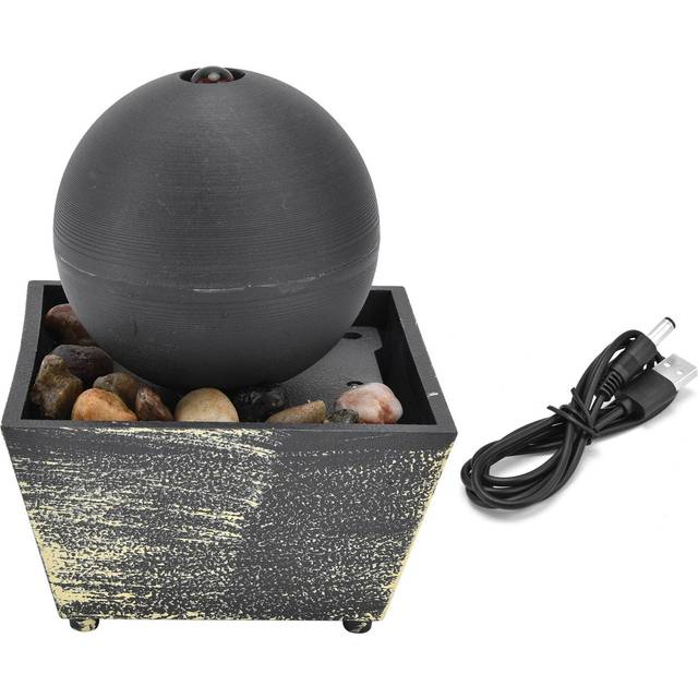 3V USB Indoor Tabletop Ball Fountain with LED Light and Stone Desktop Fountain for Home Office Decor