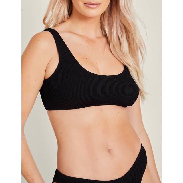 Accessorize Crinkle Seersucker Bralette Bikini Top, Black