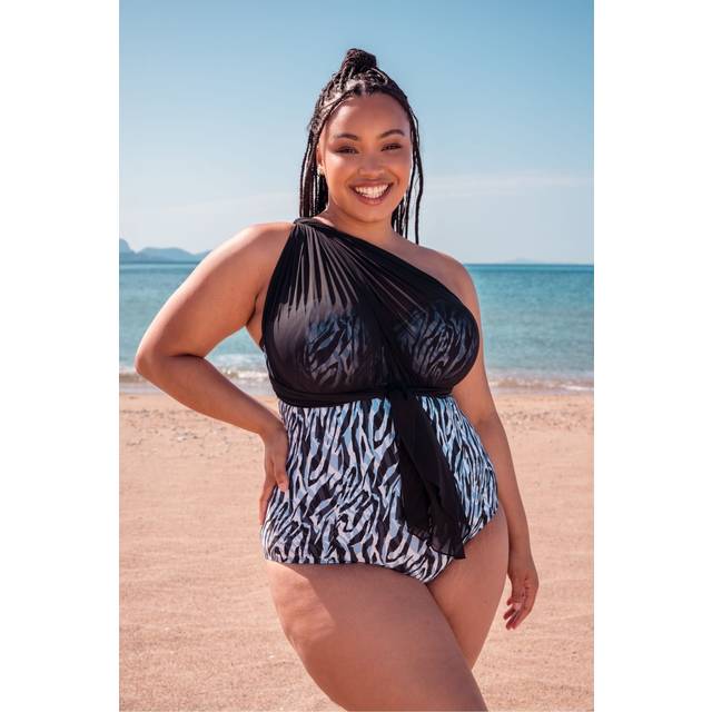 Curvy Kate Wrapsody Bandeau Strapless Multiway Swimsuit Zebra Print - Black (36FF)