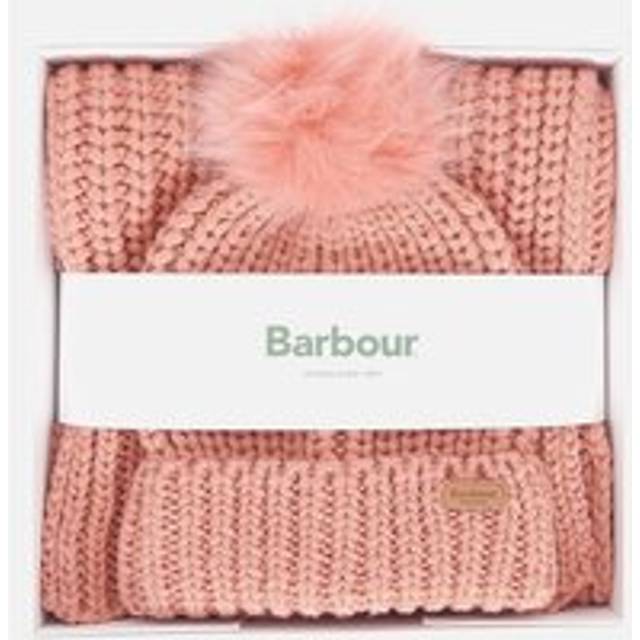 Barbour Saltburn Knit Beanie & Scarf Gift Set - Pink
