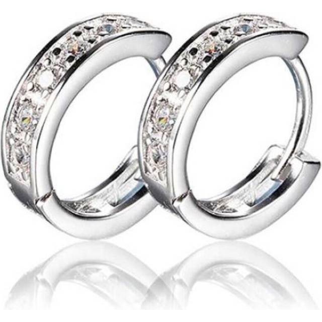 Women&apos;s Rhinestone Platinum Plated Ear Studs Hoop Earrings Jewelry