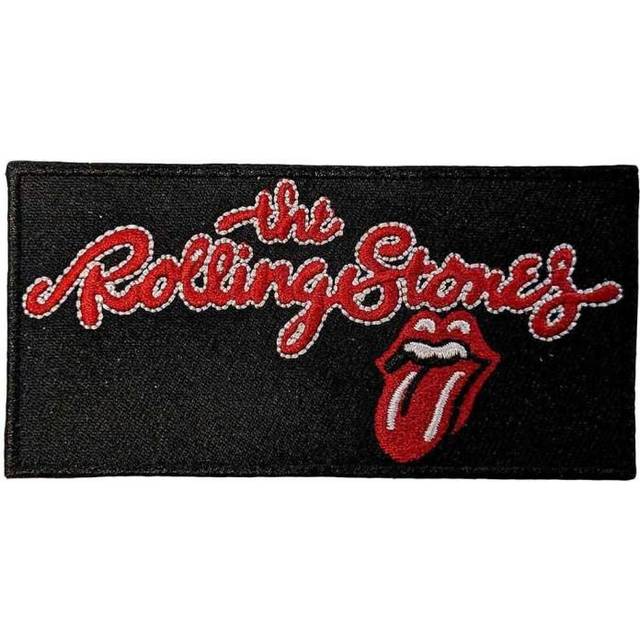 Rolling Stones-logotypen vävt manus stryker på lappen One Size svart/röd
