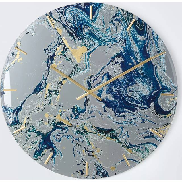 John Lewis Marble Print Analogue Wall Clock, 50cm, Navy