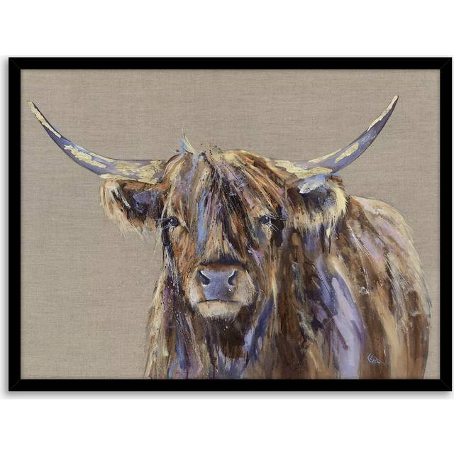 John Lewis Louise Luton 'Archie' Highland Cow Framed Print, 84.5 x 104.5cm, Brown
