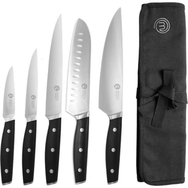MasterChef Chef Knife Set of 3 Professional Quality Kitchen Knives (Chef, Santoku & Paring) for Precision Home Cooking, High Carbon Stainless Steel