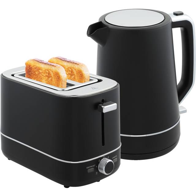 HOMCOM 1.7L 3000W Fast Boil Electric Kettle and 2 Slice Toaster Set - Black | TJ Hughes