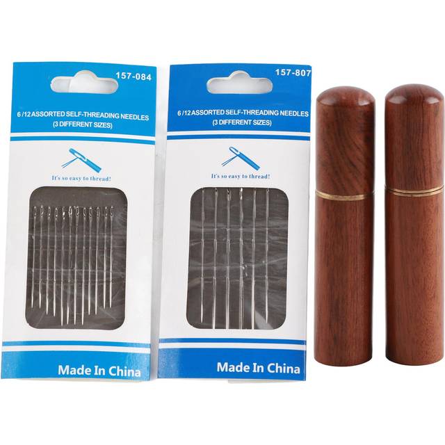 Sewing Needles Assorted Self?Threading Steel Hand?Made Craft Accessories + Storage Case