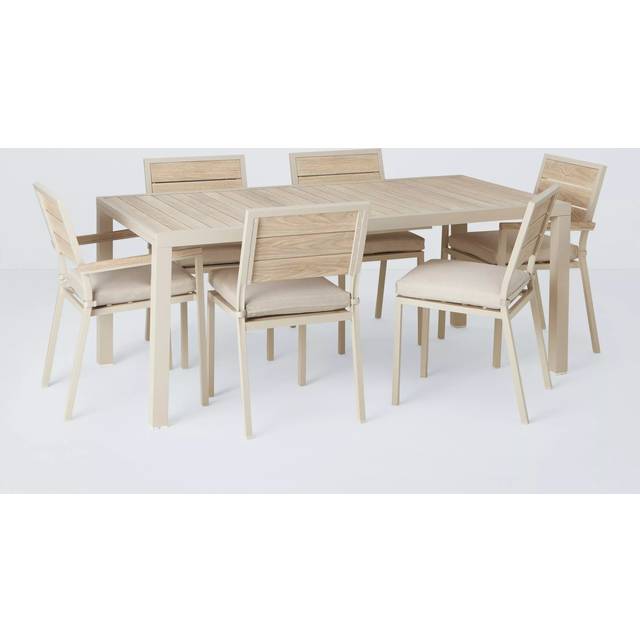 John Lewis Platform 6-Seater Garden Extendable Dining Table & Chairs Set, Taupe