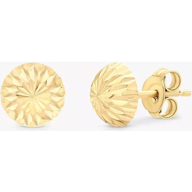 IBB 9ct Gold Diamond Cut Half Ball Stud Earrings, Gold