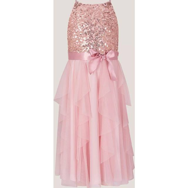 Monsoon Kids' Sequin Tulle Sleeveless Dress, Pink