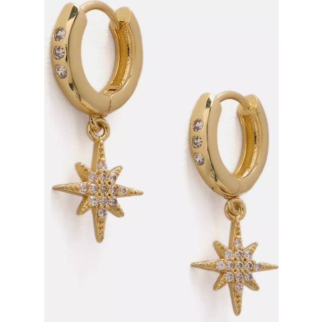 Mint Velvet Cubic Zirconia Star Hoop Earrings, Gold
