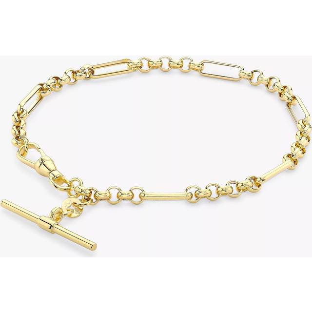 IBB 9ct Gold T-Bar Figaro Chain Bracelet, Gold
